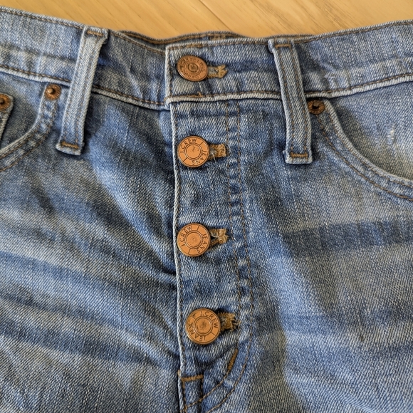 J. Crew High Rise Short Denim Button Fly Distressed Raw Hem 4" Inseam - Picture 8 of 12